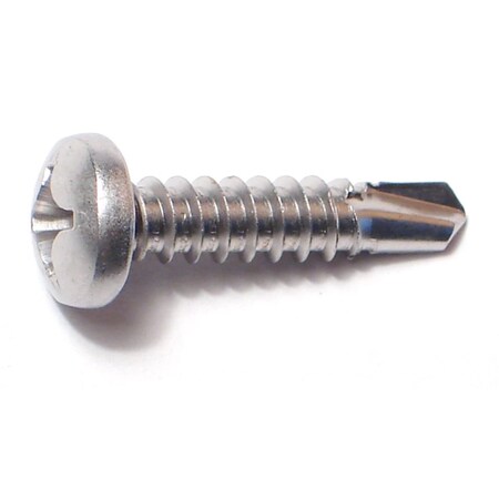 Self-Drilling Screw, #12 X 1 In, Stainless Steel Pan Head Phillips Drive, 10 PK